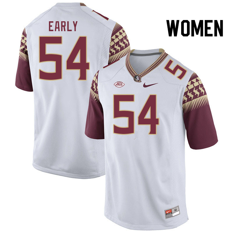 Women #54 Jaylen Early Florida State Seminoles College Football Jerseys Stitched Sale-White - Click Image to Close